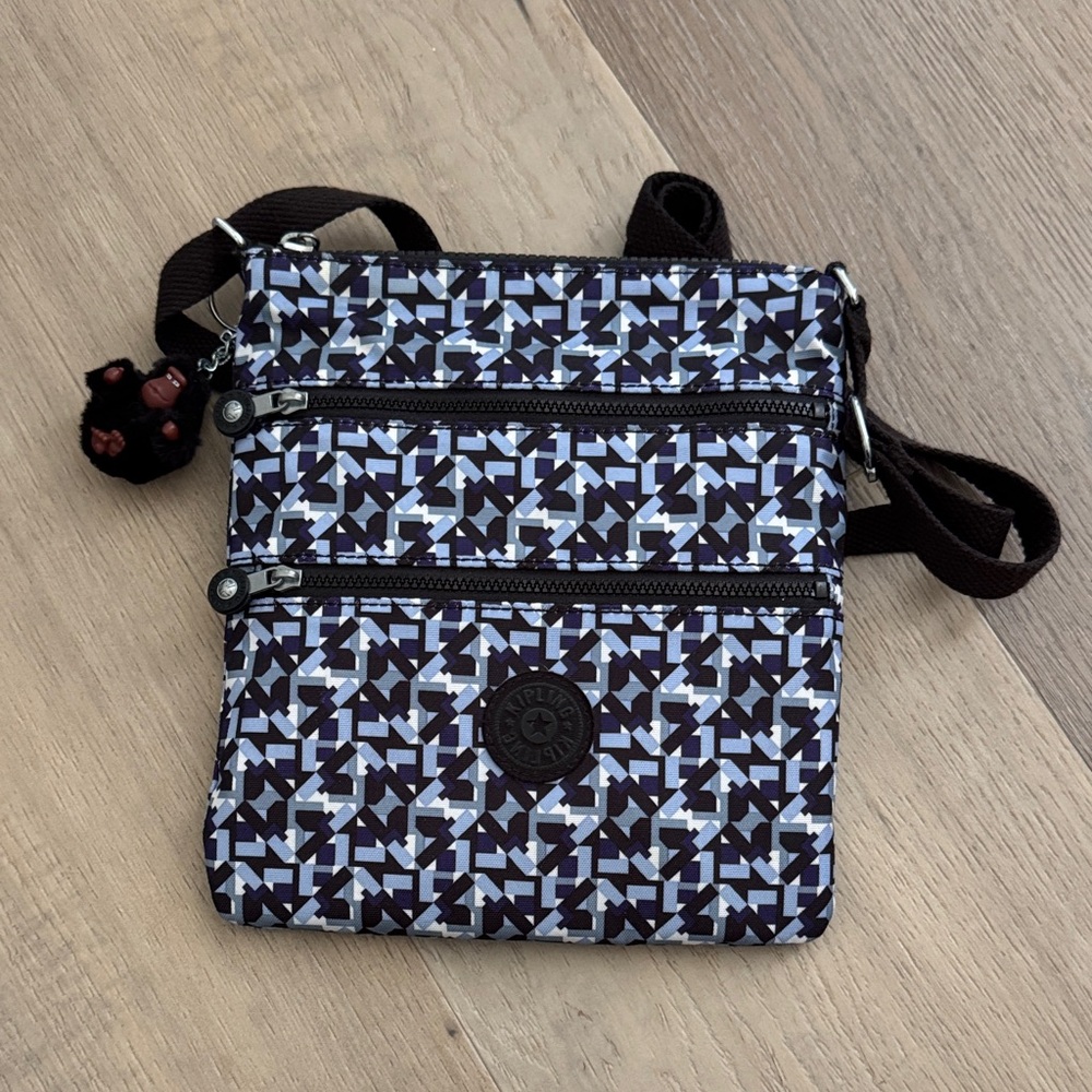 Kipling Geometric Blue and Black Crossbody Bag